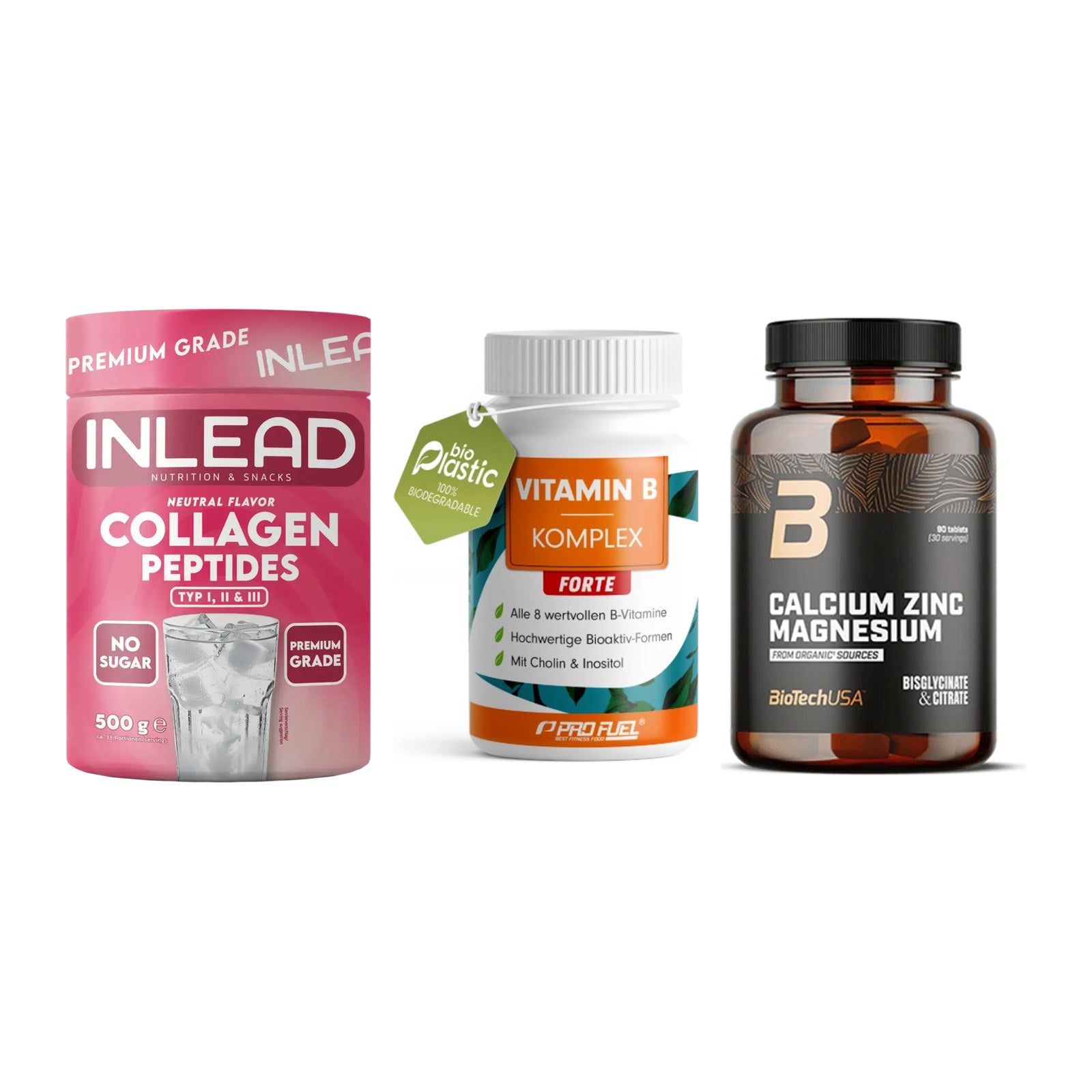 Haut, Haare & Nägel: INLEAD Collage + ProFuel Vitami + BioTech Calciu – alle enthaltenen Artikel