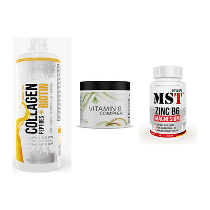 Haut, Haare & Nägel: MST Collagen + Peak Vitamin B + MST Zinc – alle enthaltenen Artikel