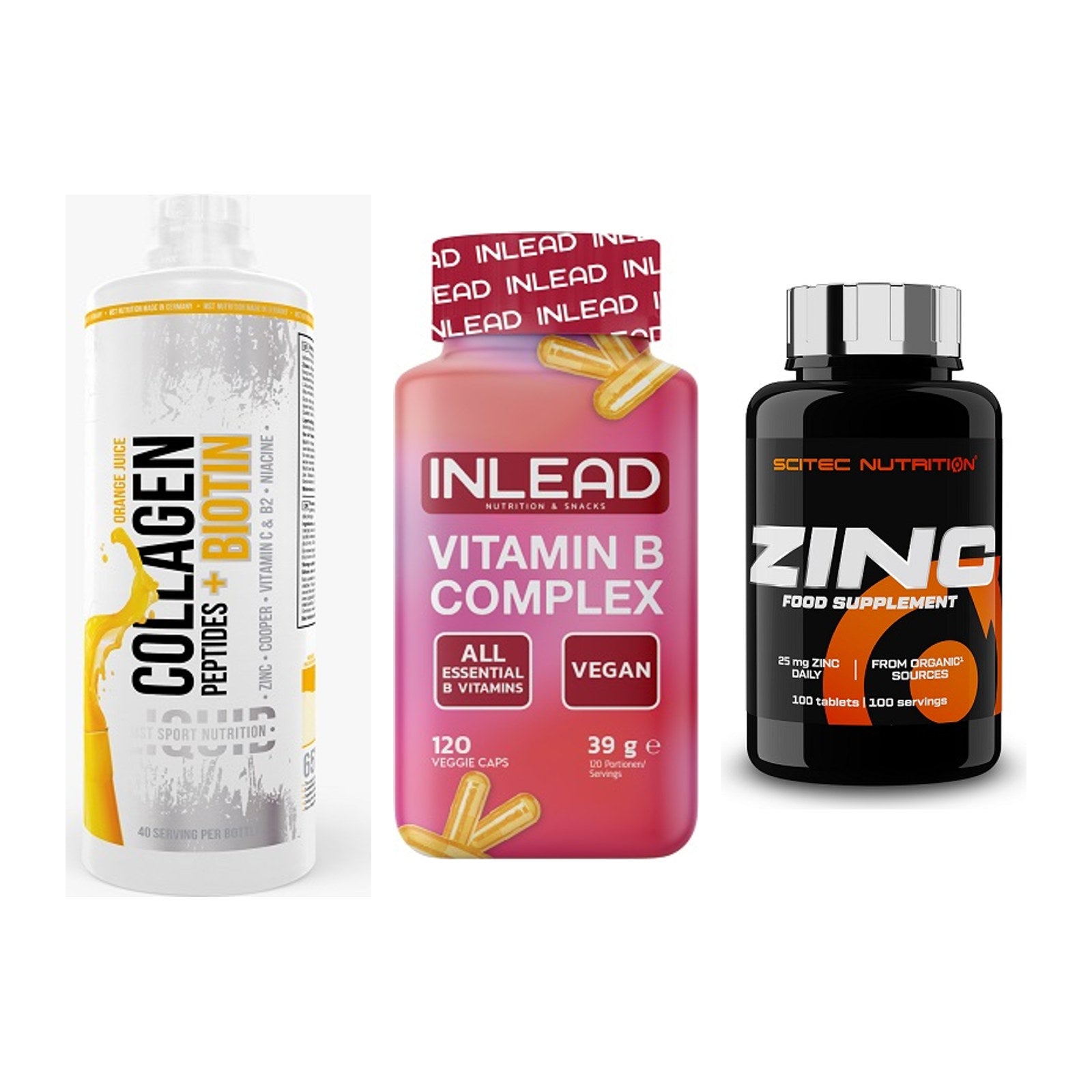 Haut, Haare & Nägel: MST Collagen + INLEAD Vitamin + Scitec Zinc – alle enthaltenen Artikel
