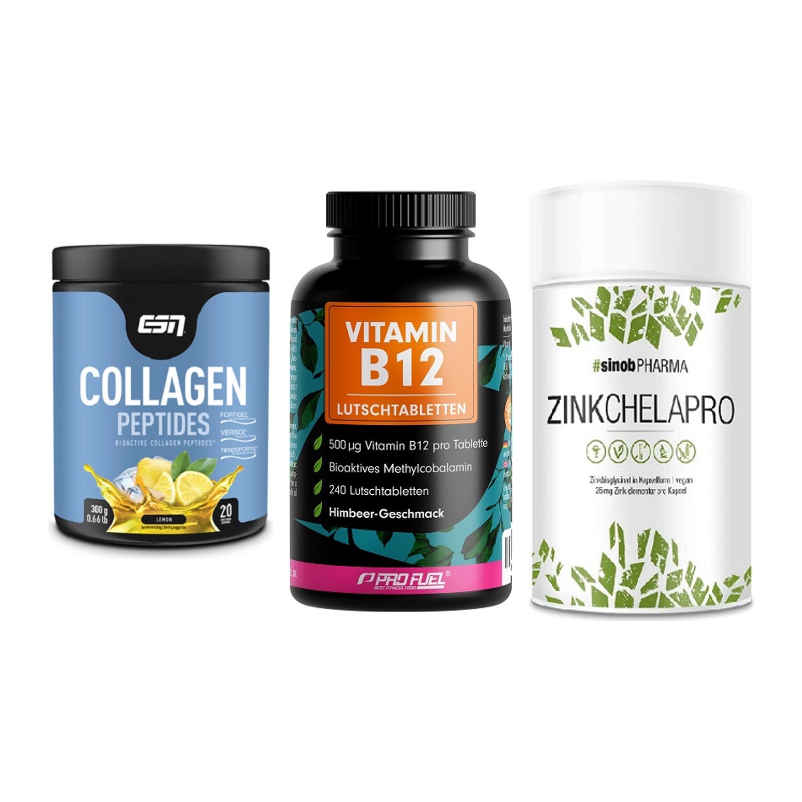 Haut, Haare & Nägel: ESN Collagen + ProFuel Vitami + Sinob Zink – alle enthaltenen Artikel