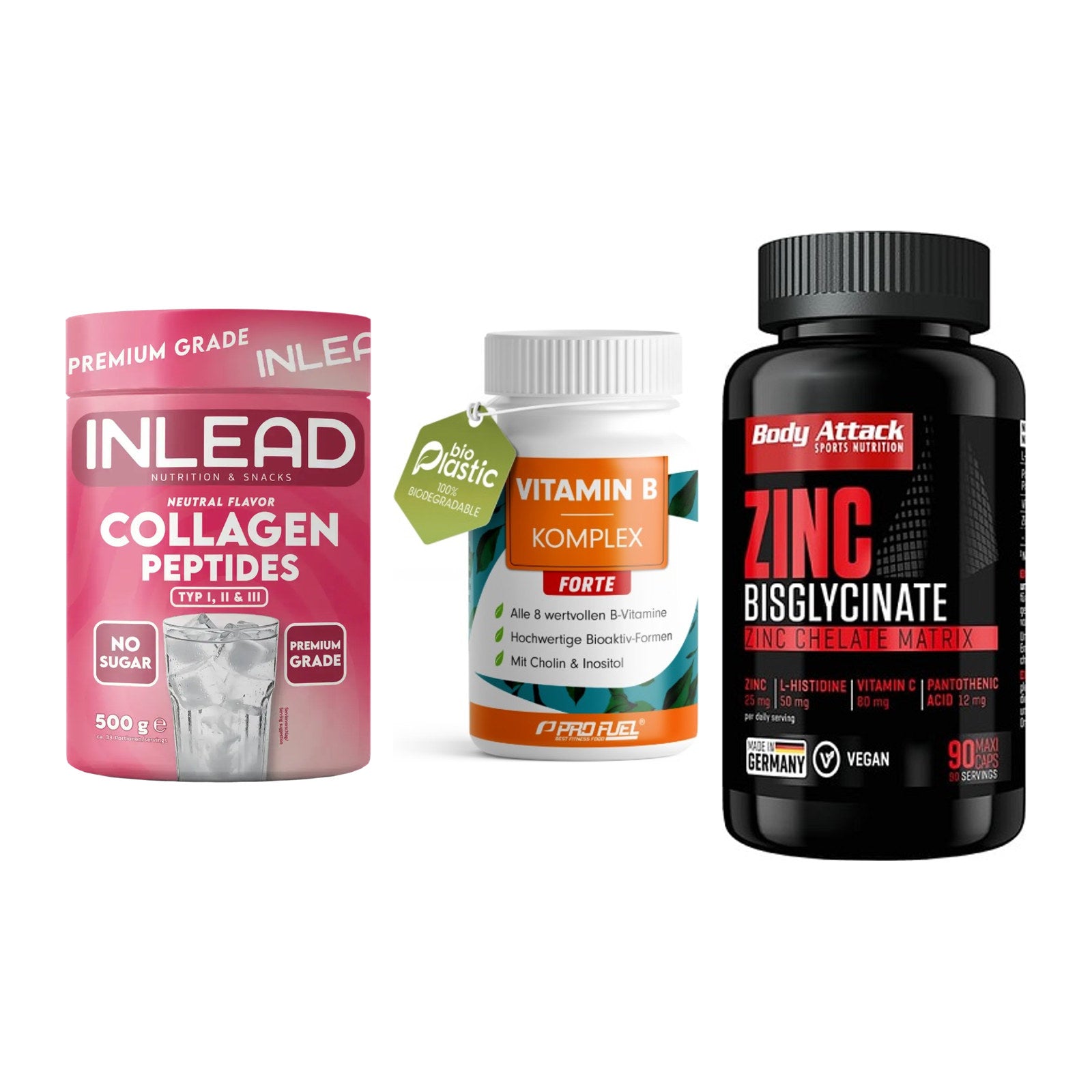 Haut, Haare & Nägel: INLEAD Collage + ProFuel Vitami + Body Attack – alle enthaltenen Artikel