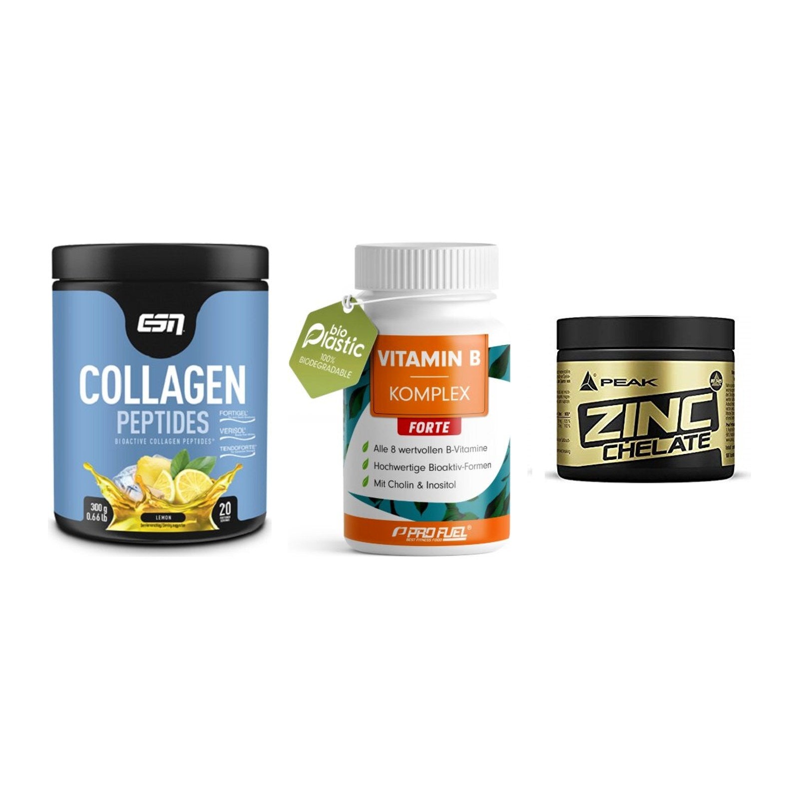 Haut, Haare & Nägel: ESN Collagen + ProFuel Vitami + Peak Zink – alle enthaltenen Artikel