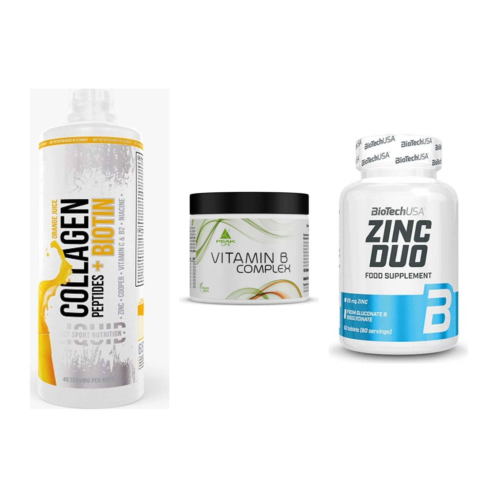 Haut, Haare & Nägel: MST Collagen + Peak Vitamin B + BioTech Zinc – alle enthaltenen Artikel