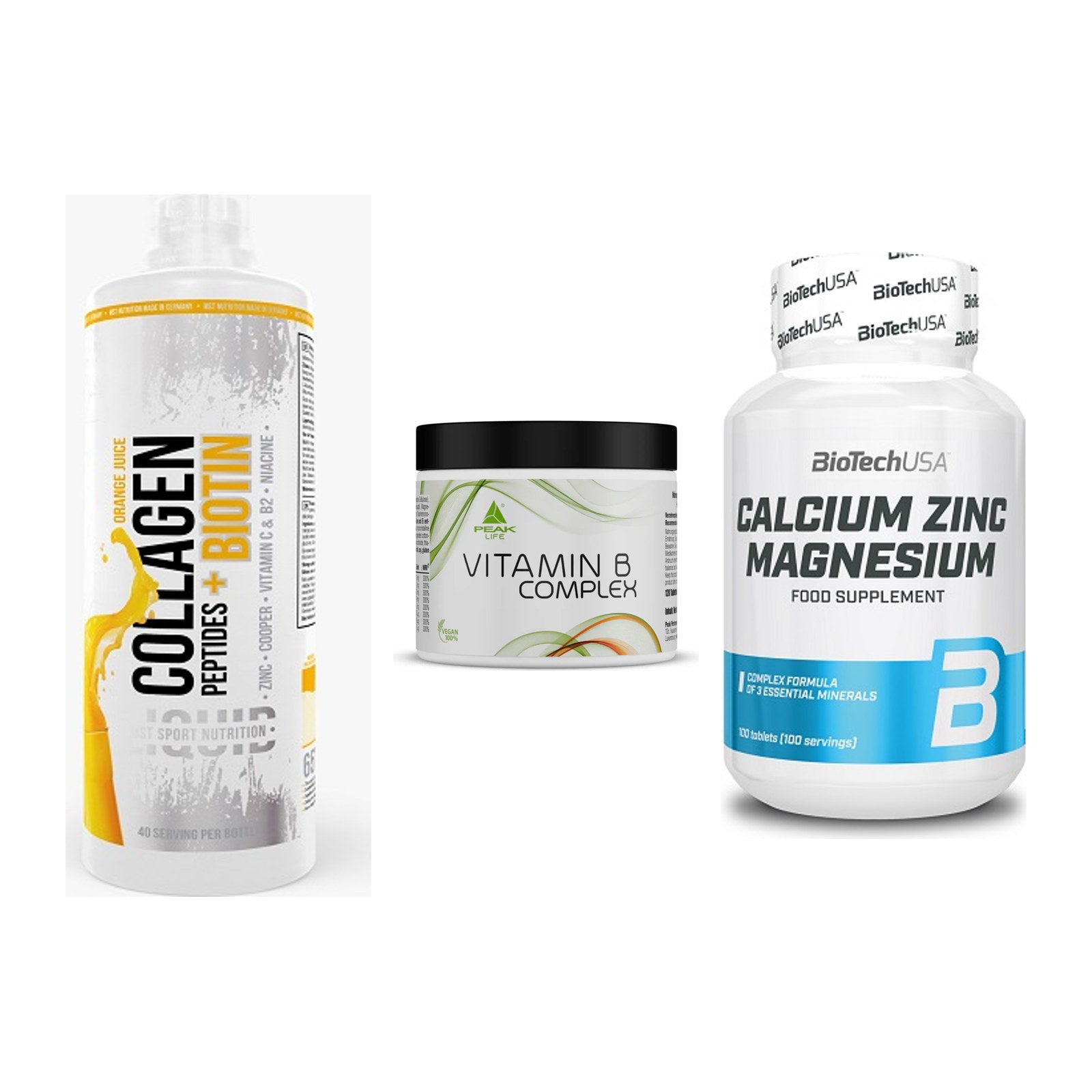 Haut, Haare & Nägel: MST Collagen + Peak Vitamin B + BioTech Calciu – alle enthaltenen Artikel