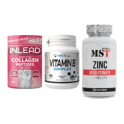 Haut, Haare & Nägel: INLEAD Collage + NNT Vitamin B + MST Zinc – alle enthaltenen Artikel