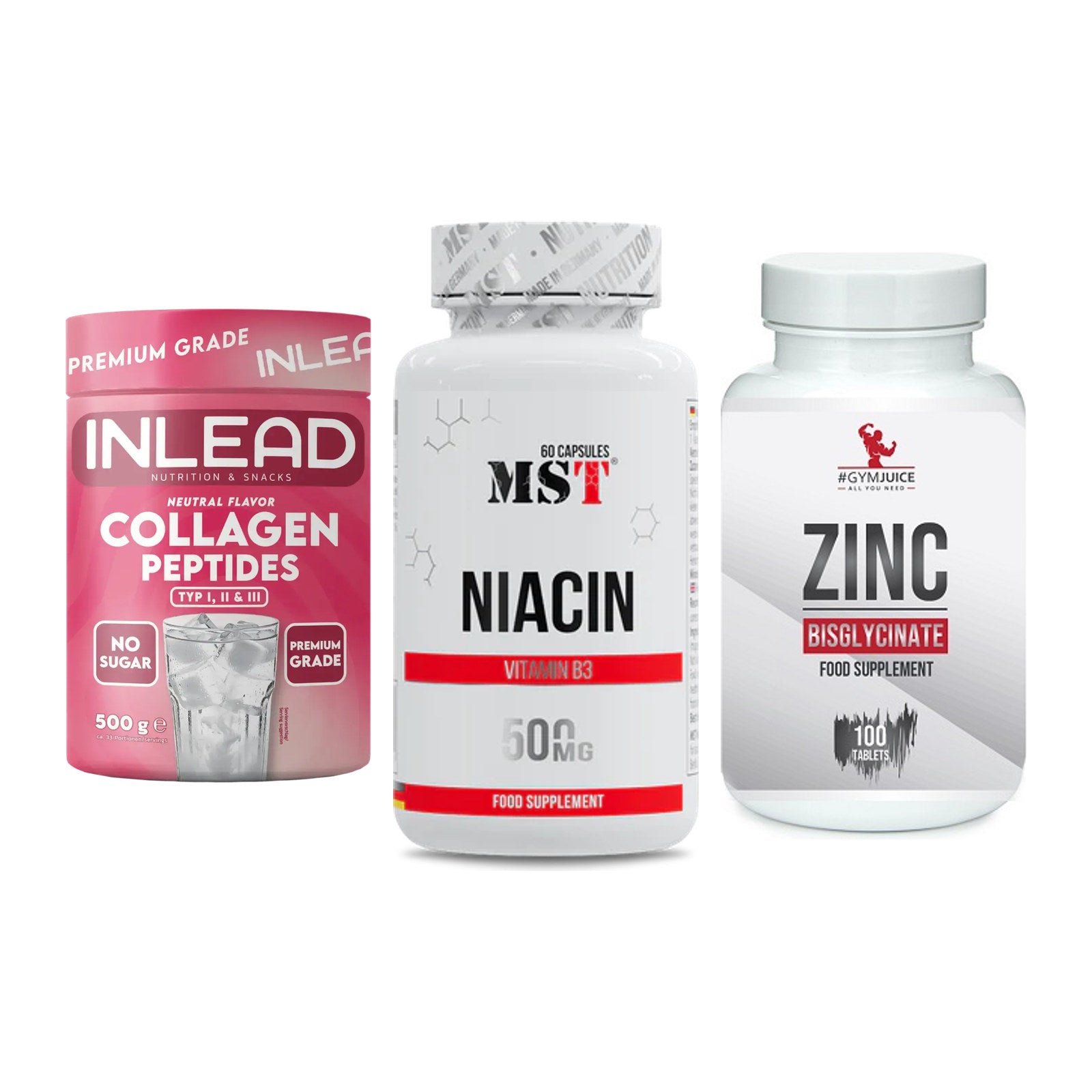 Haut, Haare & Nägel: INLEAD Collage + MST Niacin + #GYMJUICE ZINC – alle enthaltenen Artikel