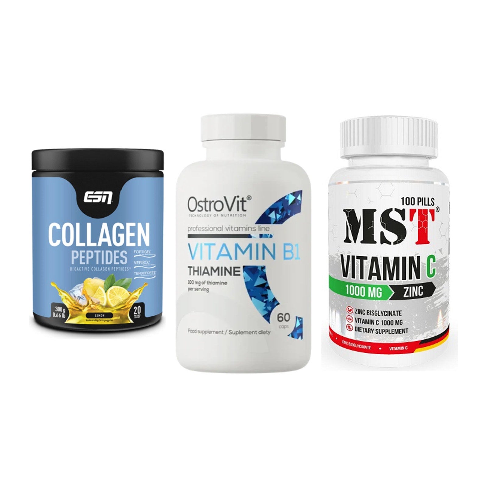 Haut, Haare & Nägel: ESN Collagen + Ostrovit + MST Vitamin C – alle enthaltenen Artikel