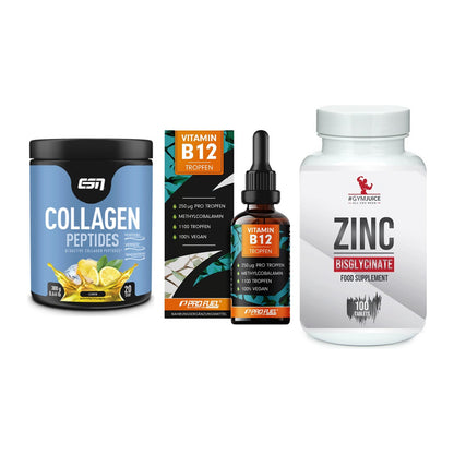 Haut, Haare & Nägel: ESN Collagen + ProFuel Vitami + #GYMJUICE ZINC – alle enthaltenen Artikel