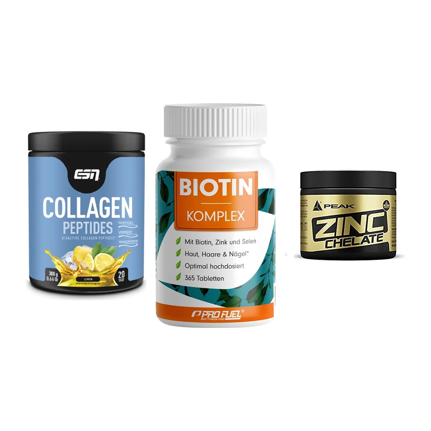 Haut, Haare & Nägel: ESN Collagen + ProFuel BIOTIN + Peak Zink – alle enthaltenen Artikel