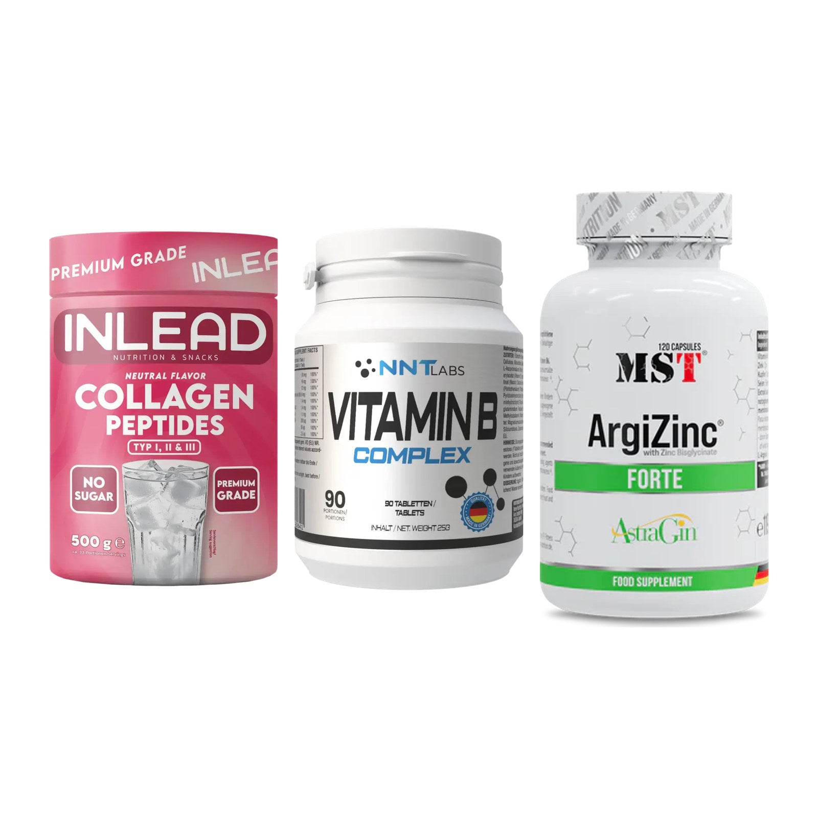 Haut, Haare & Nägel: INLEAD Collage + NNT Vitamin B + MST ArgiZinc – alle enthaltenen Artikel