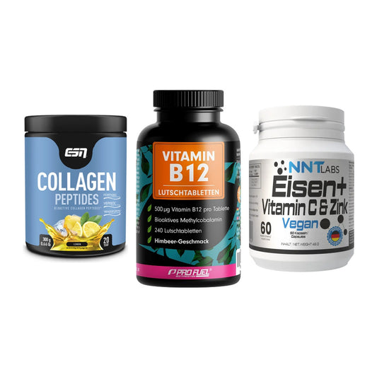 Haut, Haare & Nägel: ESN Collagen + ProFuel Vitami + NNT Eisen – alle enthaltenen Artikel