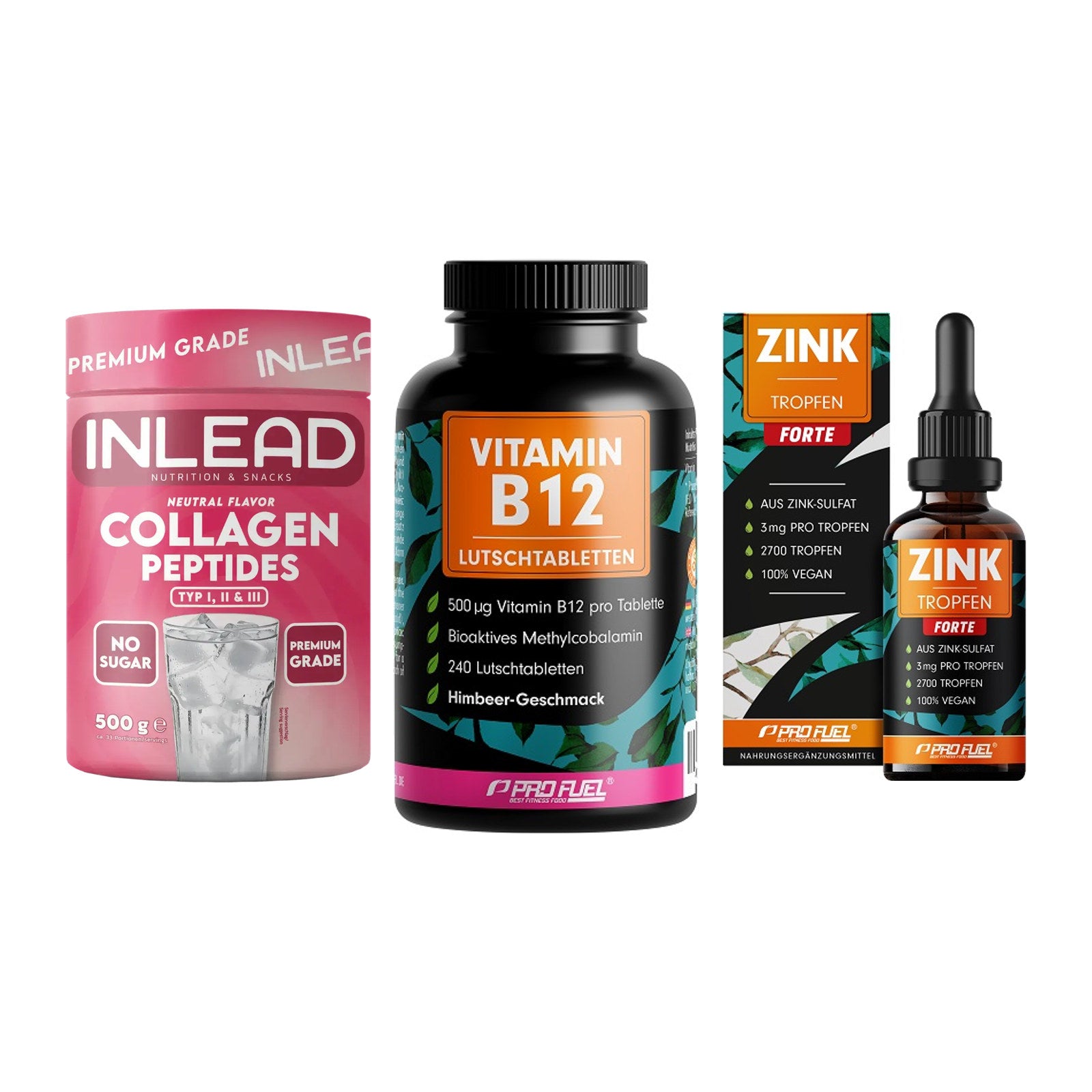 Haut, Haare & Nägel: INLEAD Collage + ProFuel Vitami + ProFuel Zink – alle enthaltenen Artikel