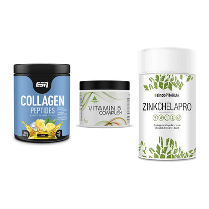Haut, Haare & Nägel: ESN Collagen + Peak Vitamin B + Sinob Zink – alle enthaltenen Artikel