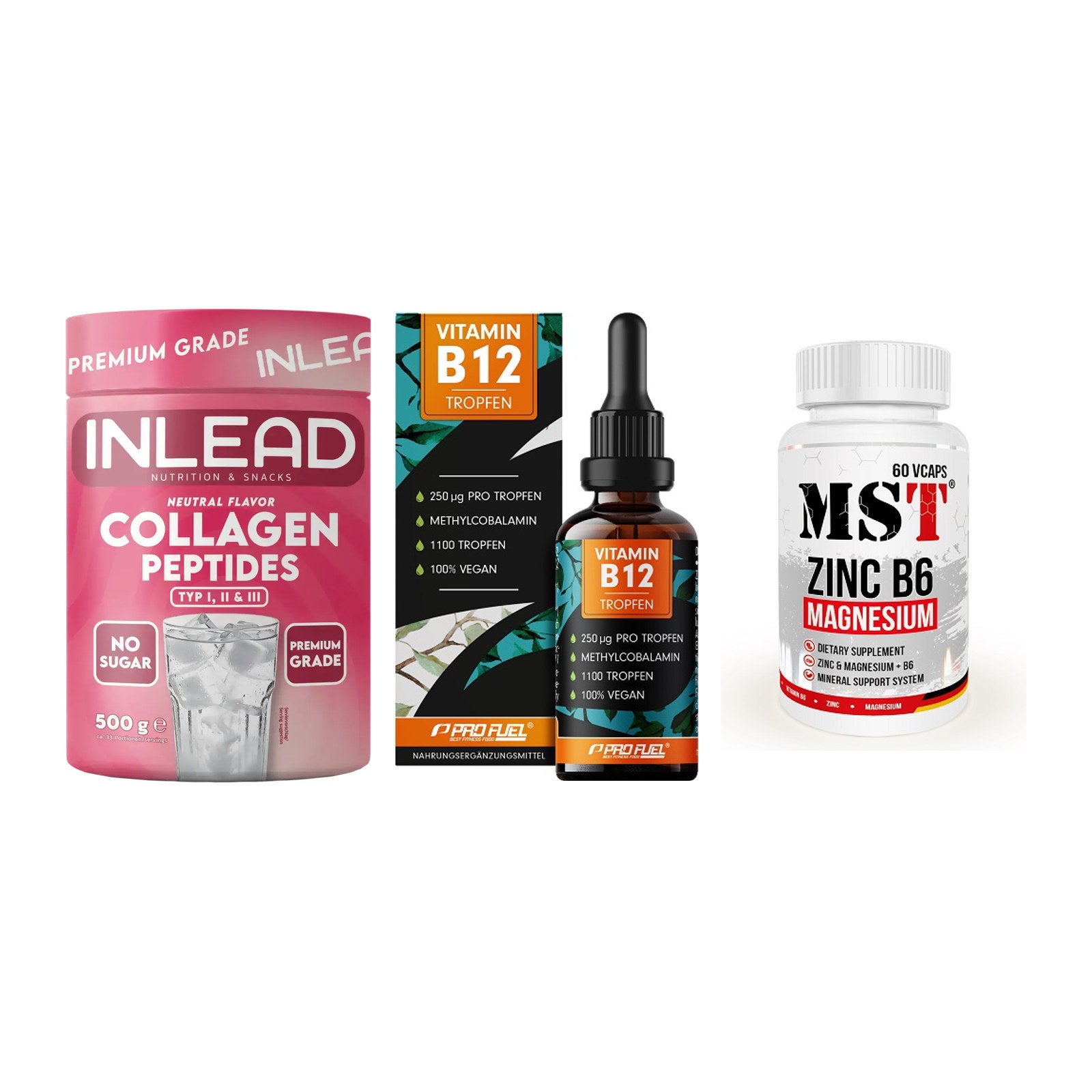 Haut, Haare & Nägel: INLEAD Collage + ProFuel Vitami + MST Zinc – alle enthaltenen Artikel