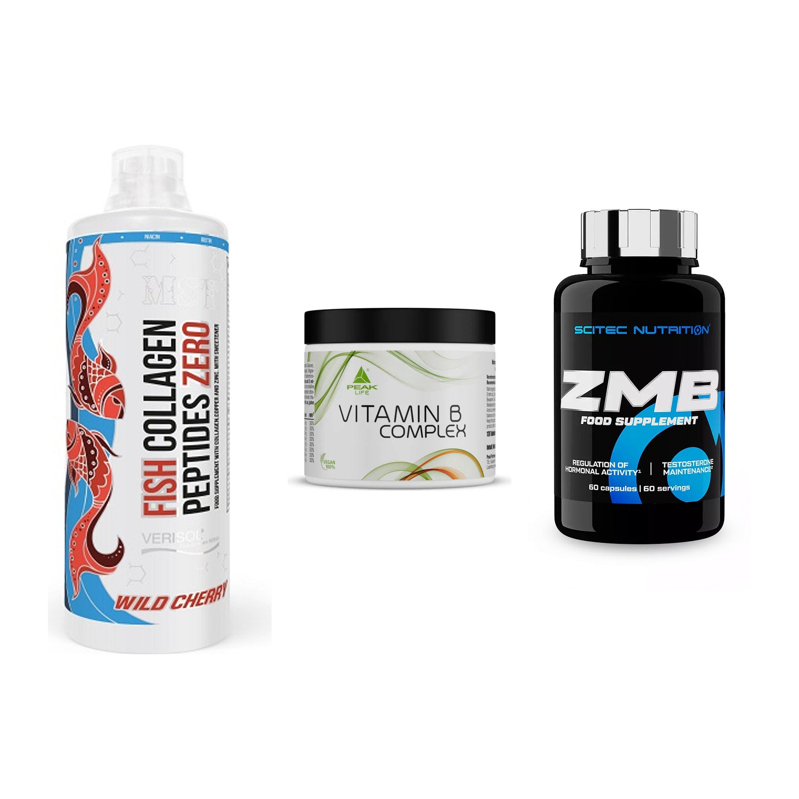 Haut, Haare & Nägel: MST Fish + Peak Vitamin B + Scitec ZMB – alle enthaltenen Artikel