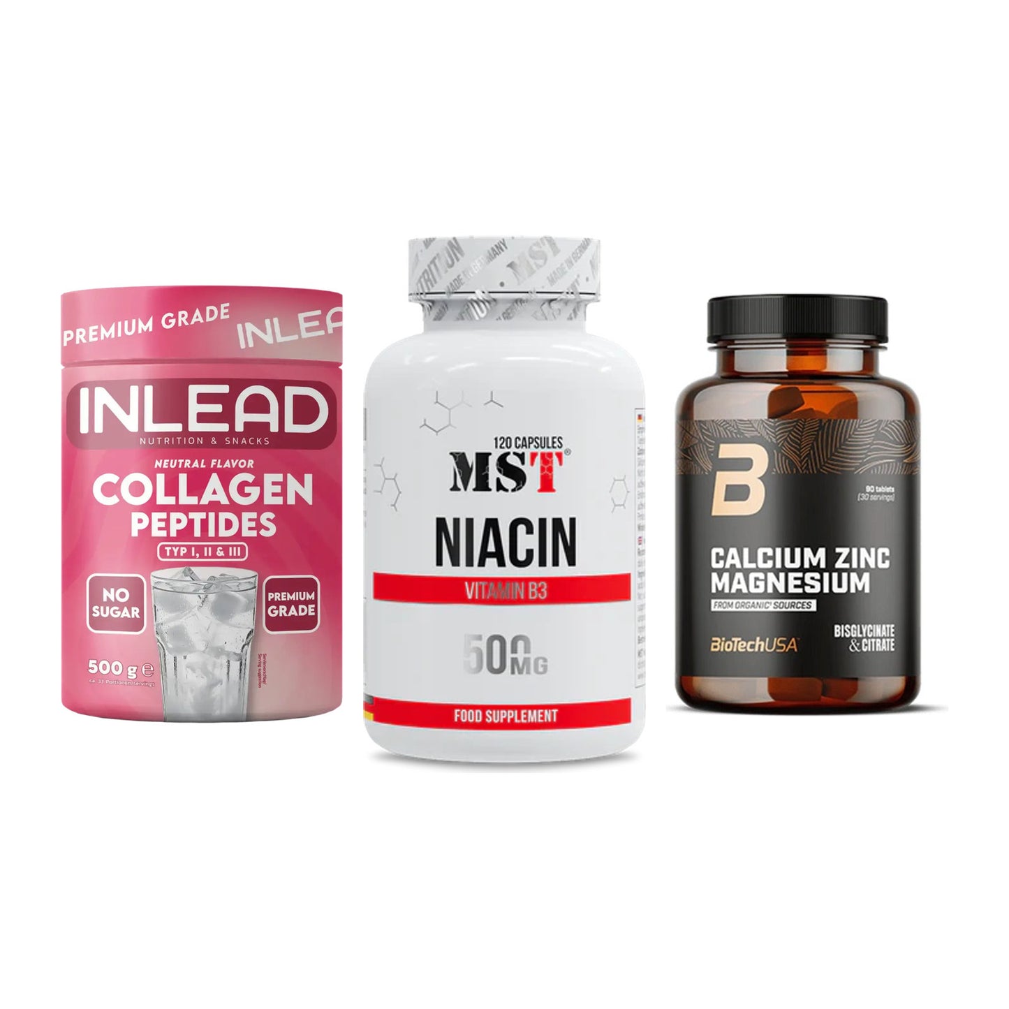 Haut, Haare & Nägel: INLEAD Collage + MST Niacin + BioTech Calciu – alle enthaltenen Artikel