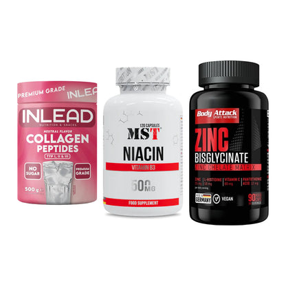 Haut, Haare & Nägel: INLEAD Collage + MST Niacin + Body Attack – alle enthaltenen Artikel