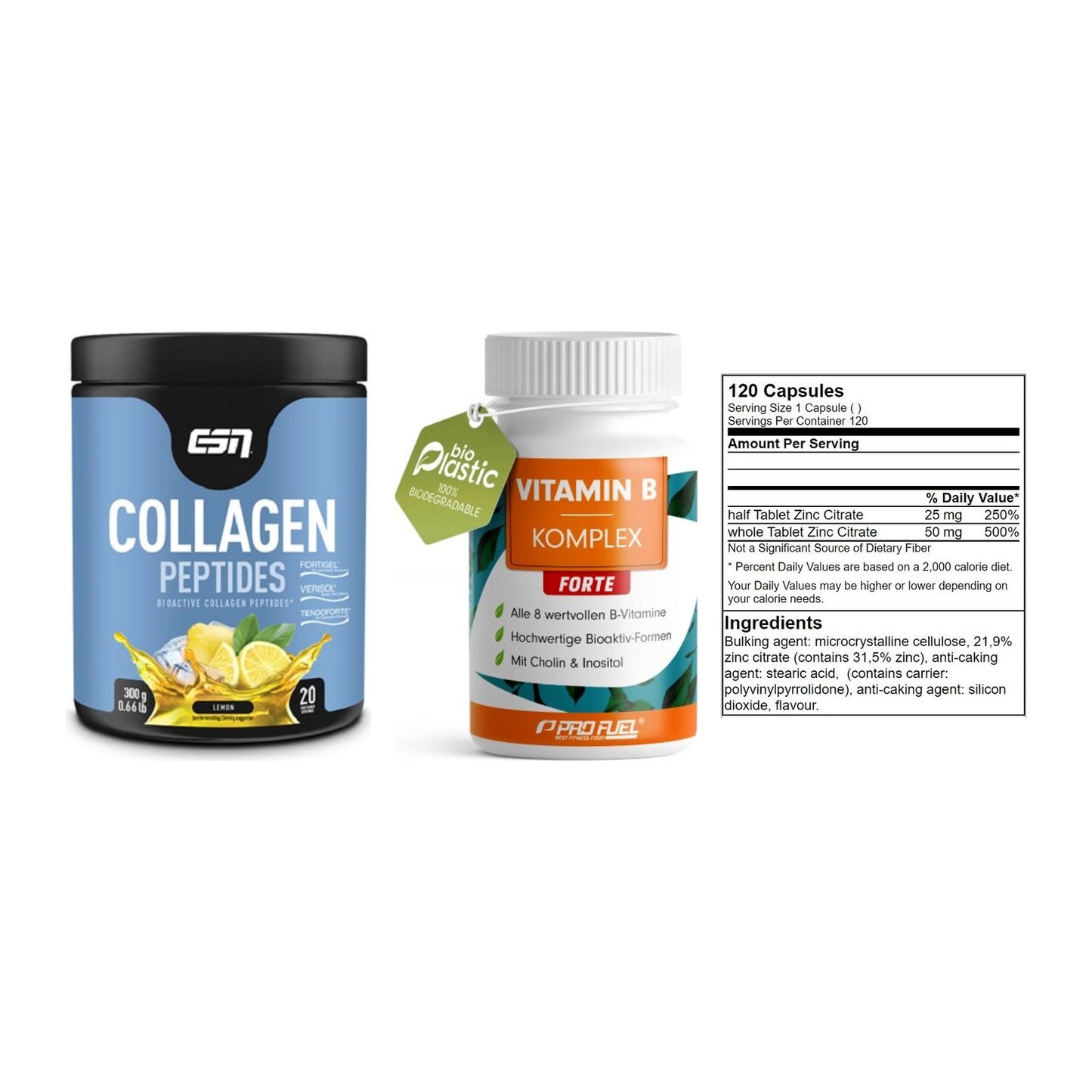 Haut, Haare & Nägel: ESN Collagen + ProFuel Vitami + GN Zinc Citrat – alle enthaltenen Artikel
