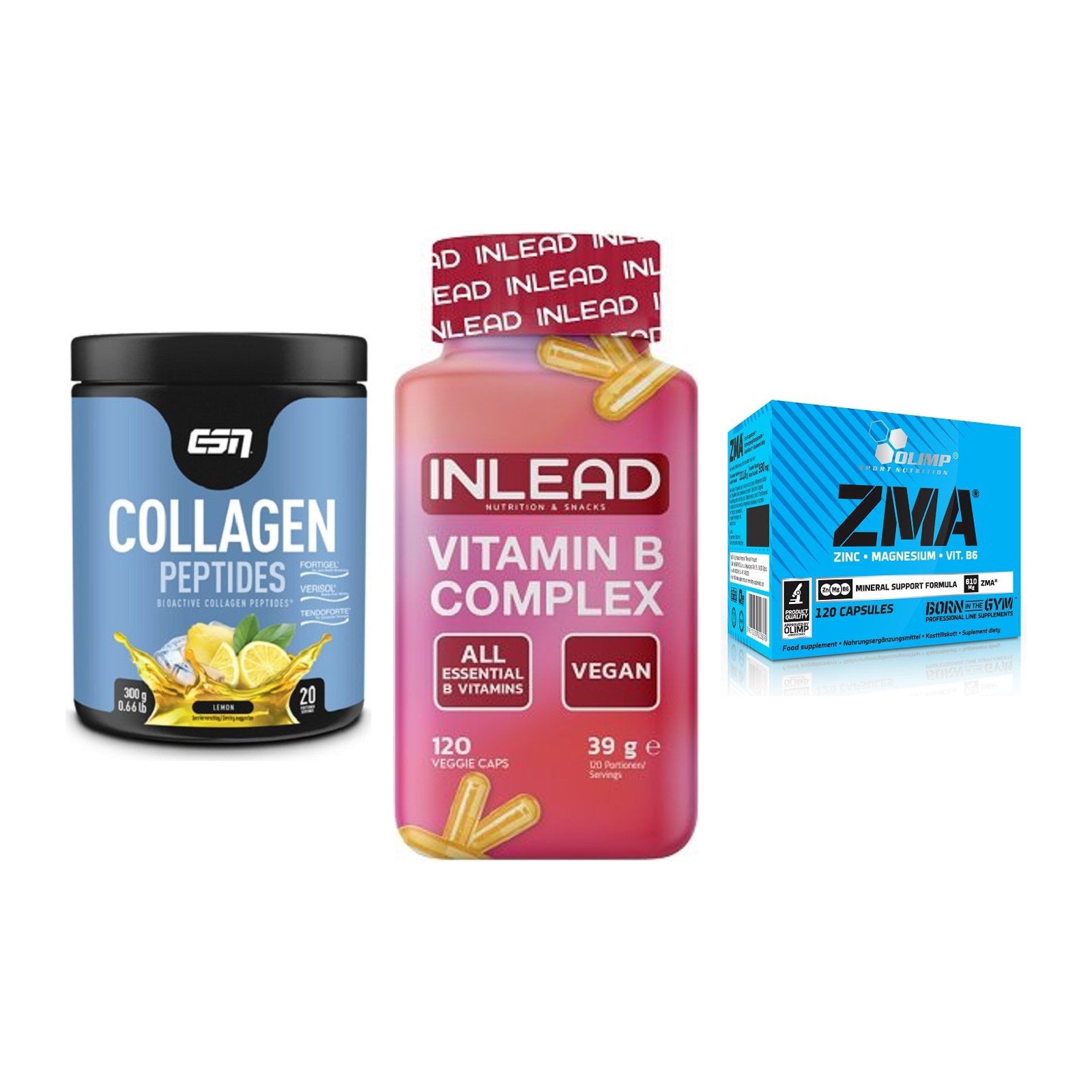 Haut, Haare & Nägel: ESN Collagen + INLEAD Vitamin + Olimp ZMA – alle enthaltenen Artikel