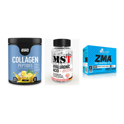 Haut, Haare & Nägel: ESN Collagen + MST Hyaluronic + Olimp ZMA – alle enthaltenen Artikel