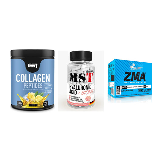 Haut, Haare & Nägel: ESN Collagen + MST Hyaluronic + Olimp ZMA – alle enthaltenen Artikel