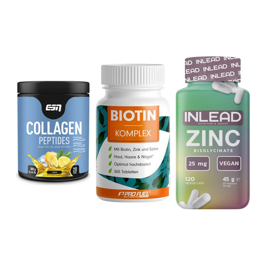 Haut, Haare & Nägel: ESN Collagen + ProFuel BIOTIN + INLEAD Zink – alle enthaltenen Artikel