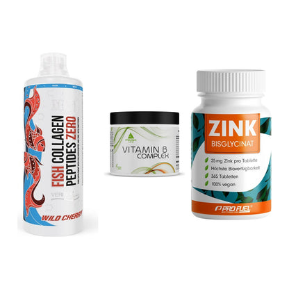 Haut, Haare & Nägel: MST Fish + Peak Vitamin B + ProFuel Zink – alle enthaltenen Artikel