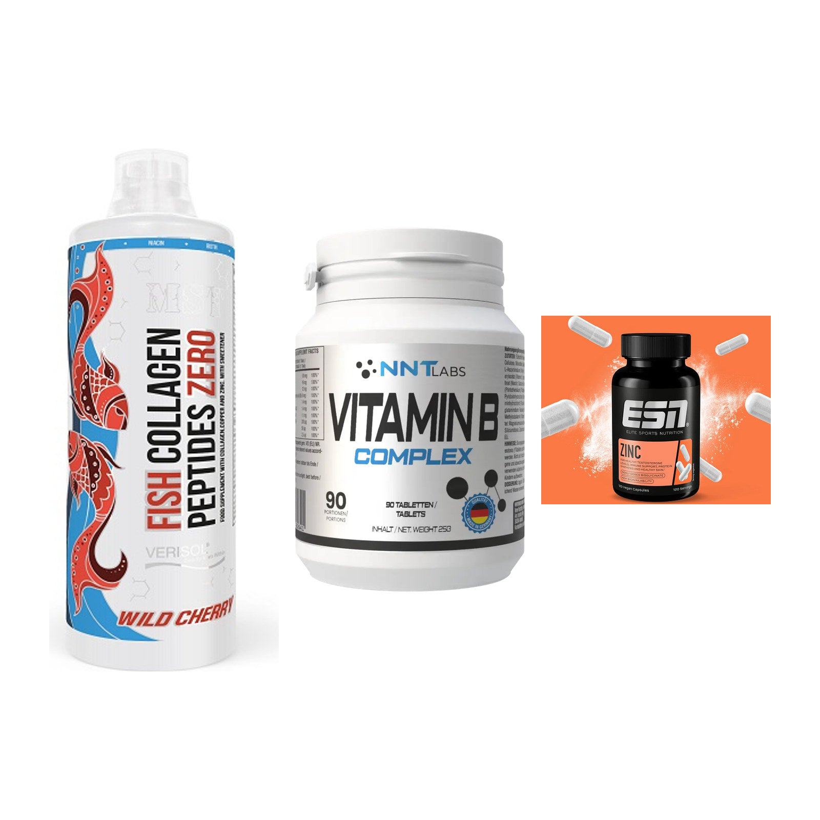Haut, Haare & Nägel: MST Fish + NNT Vitamin B + ESN Zinc – alle enthaltenen Artikel