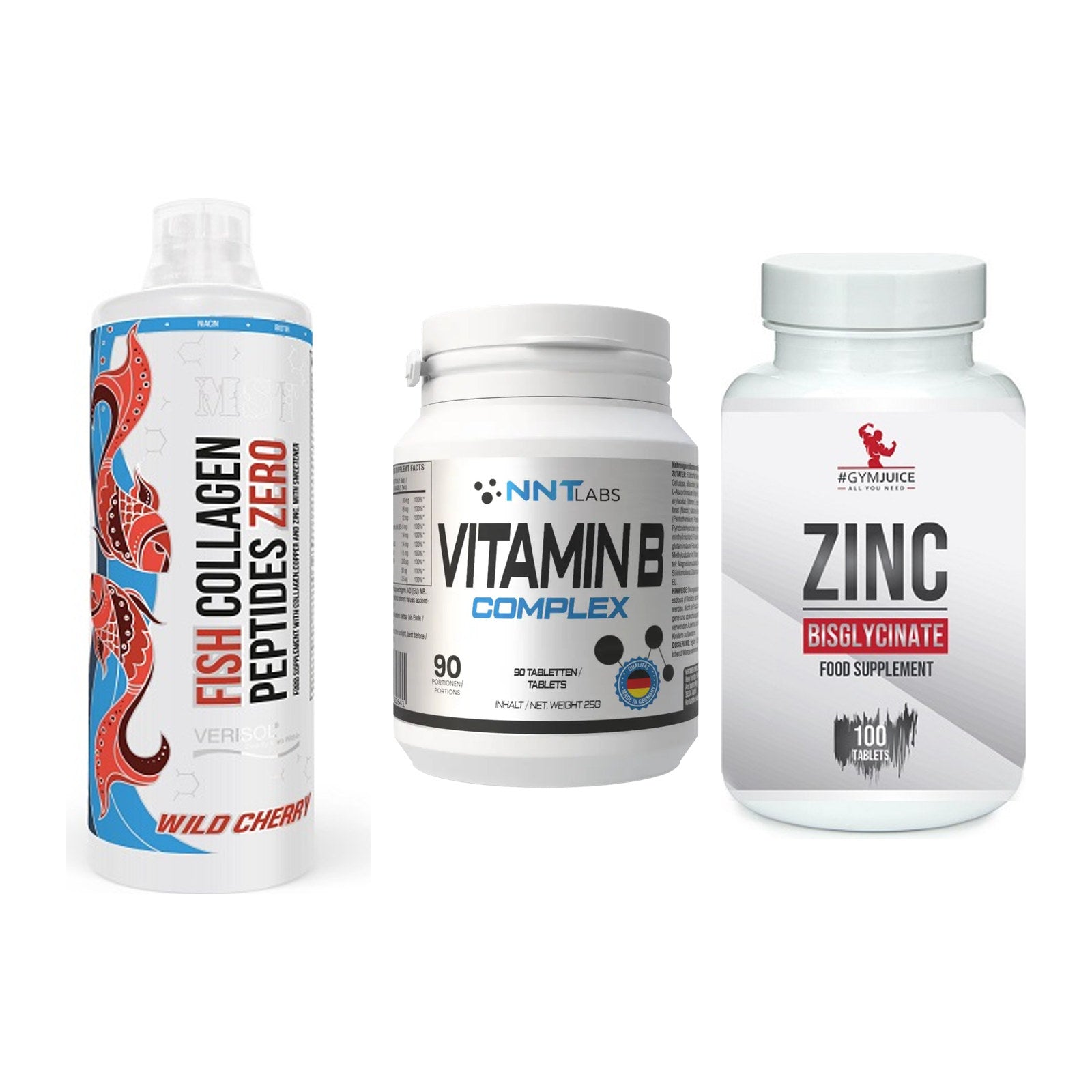 Haut, Haare & Nägel: MST Fish + NNT Vitamin B + #GYMJUICE ZINC – alle enthaltenen Artikel