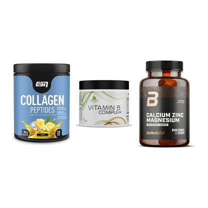Haut, Haare & Nägel: ESN Collagen + Peak Vitamin B + BioTech Calciu – alle enthaltenen Artikel
