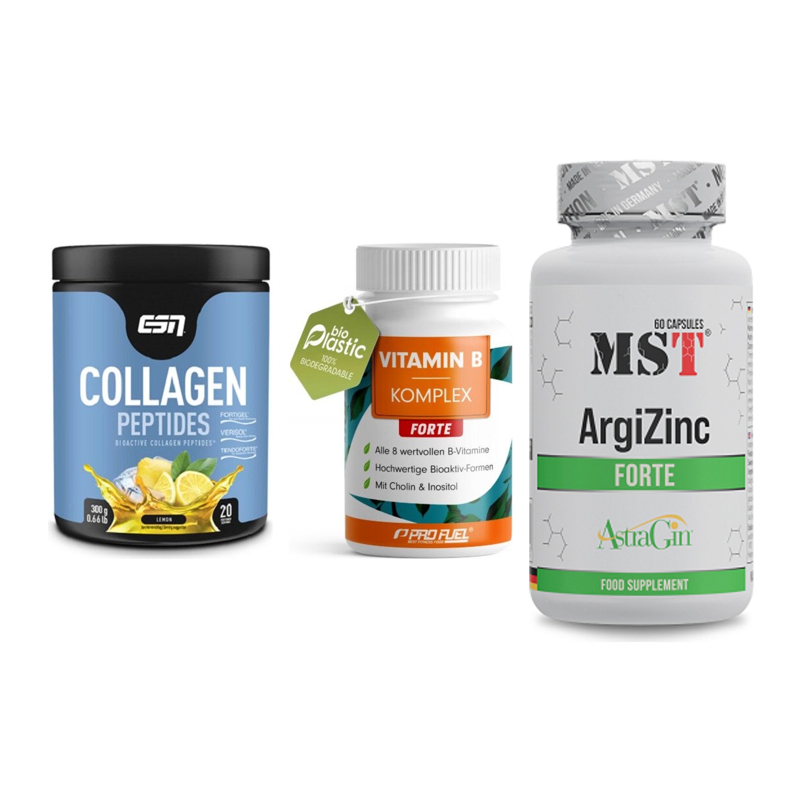 Haut, Haare & Nägel: ESN Collagen + ProFuel Vitami + MST ArgiZinc – alle enthaltenen Artikel