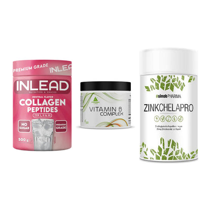 Haut, Haare & Nägel: INLEAD Collage + Peak Vitamin B + Sinob Zink – alle enthaltenen Artikel