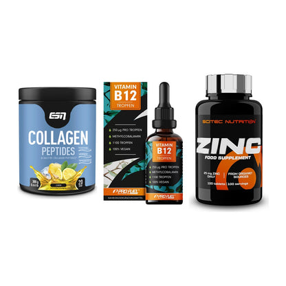 Haut, Haare & Nägel: ESN Collagen + ProFuel Vitami + Scitec Zinc – alle enthaltenen Artikel