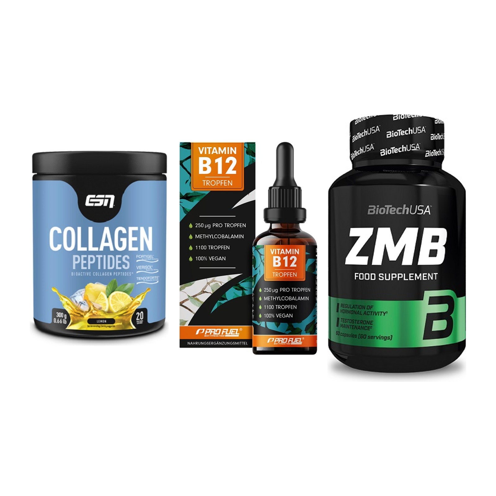 Haut, Haare & Nägel: ESN Collagen + ProFuel Vitami + BioTech ZMB – alle enthaltenen Artikel