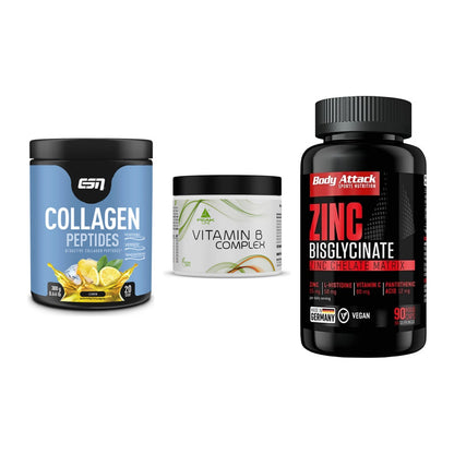 Haut, Haare & Nägel: ESN Collagen + Peak Vitamin B + Body Attack – alle enthaltenen Artikel