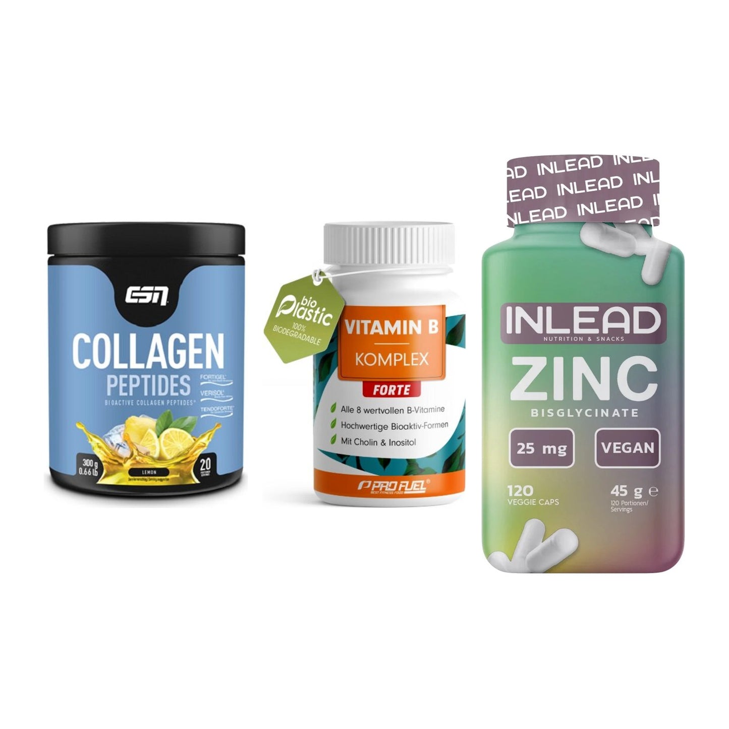 Haut, Haare & Nägel: ESN Collagen + ProFuel Vitami + INLEAD Zink – alle enthaltenen Artikel