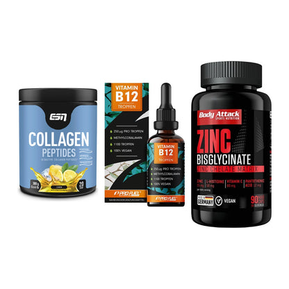 Haut, Haare & Nägel: ESN Collagen + ProFuel Vitami + Body Attack – alle enthaltenen Artikel