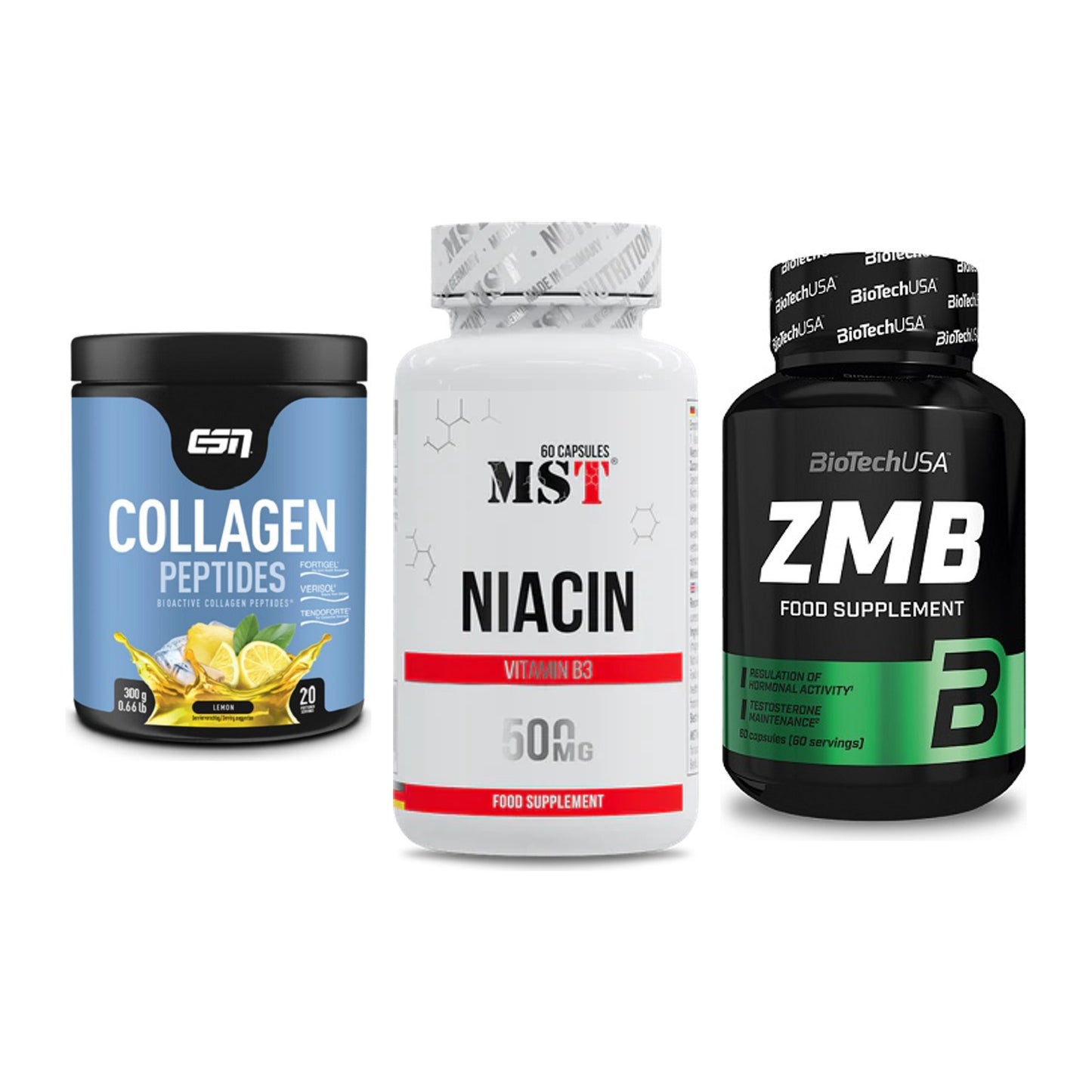 Haut, Haare & Nägel: ESN Collagen Peptides + MST Niacin + BioTech ZMB – alle enthaltenen Artikel