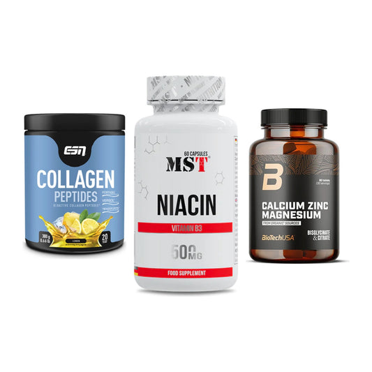 Haut, Haare & Nägel: ESN Collagen + MST Niacin + BioTech Calciu – alle enthaltenen Artikel