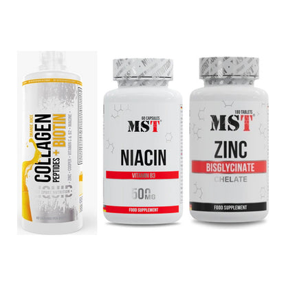Haut, Haare & Nägel: MST Collagen + MST Niacin + MST Zinc – alle enthaltenen Artikel
