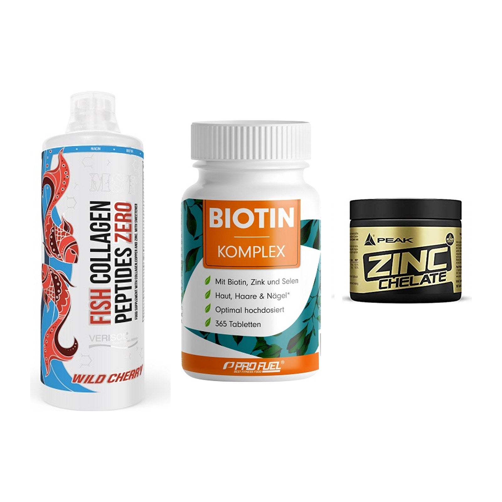 Haut, Haare & Nägel: MST Fish + ProFuel BIOTIN + Peak Zink – alle enthaltenen Artikel