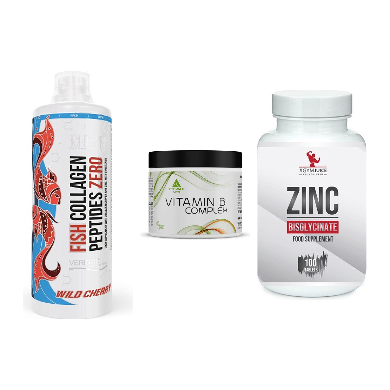 Haut, Haare & Nägel: MST Fish + Peak Vitamin B + #GYMJUICE ZINC – alle enthaltenen Artikel