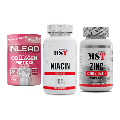 Haut, Haare & Nägel: INLEAD Collage + MST Niacin + MST Zinc – alle enthaltenen Artikel