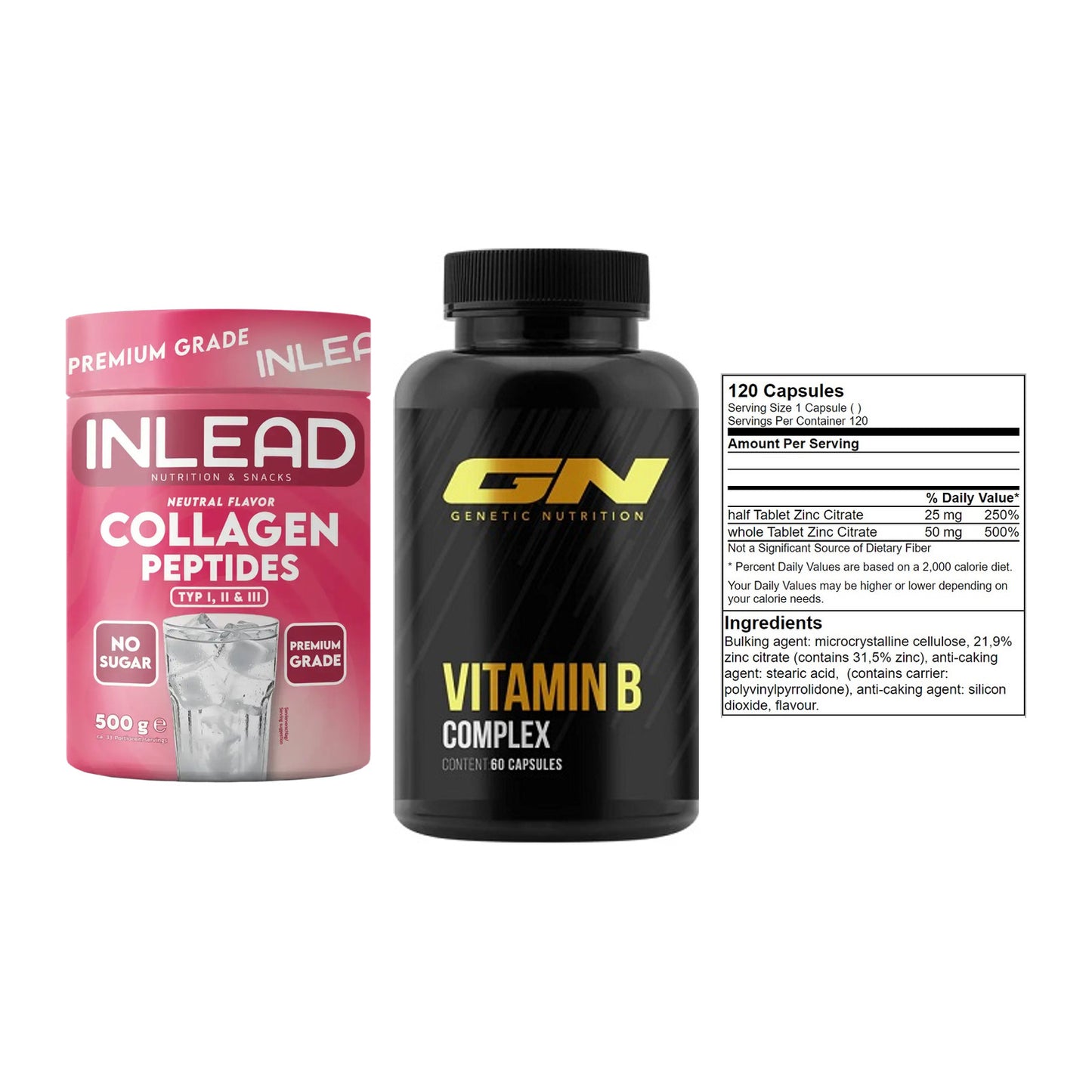 Haut, Haare & Nägel: INLEAD Collage + GN Vitamin + GN Zinc Citrat – alle enthaltenen Artikel