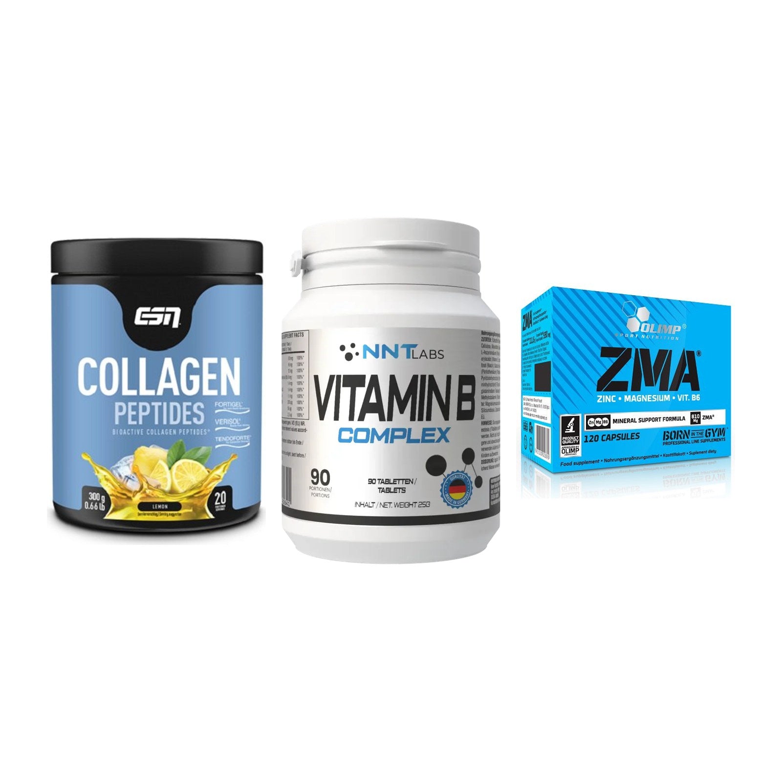 Haut, Haare & Nägel: ESN Collagen + NNT Vitamin B + Olimp ZMA – alle enthaltenen Artikel