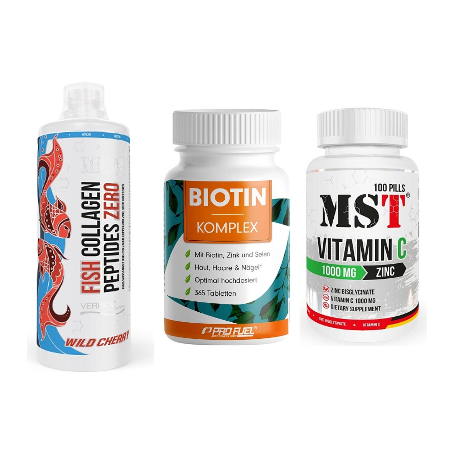Haut, Haare & Nägel: MST Fish + ProFuel BIOTIN + MST Vitamin C – alle enthaltenen Artikel
