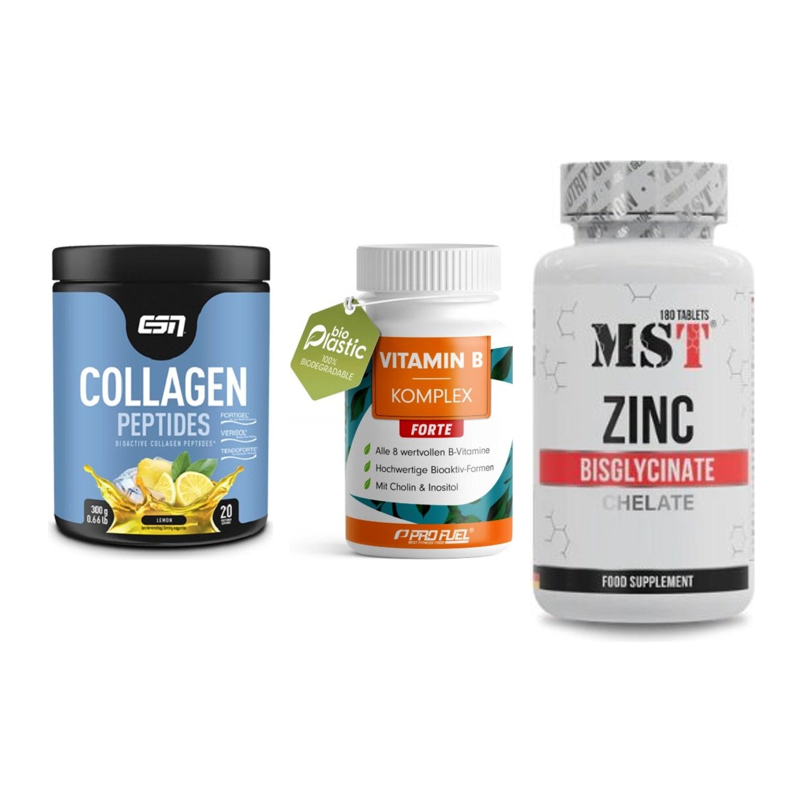 Haut, Haare & Nägel: ESN Collagen + ProFuel Vitami + MST Zinc – alle enthaltenen Artikel