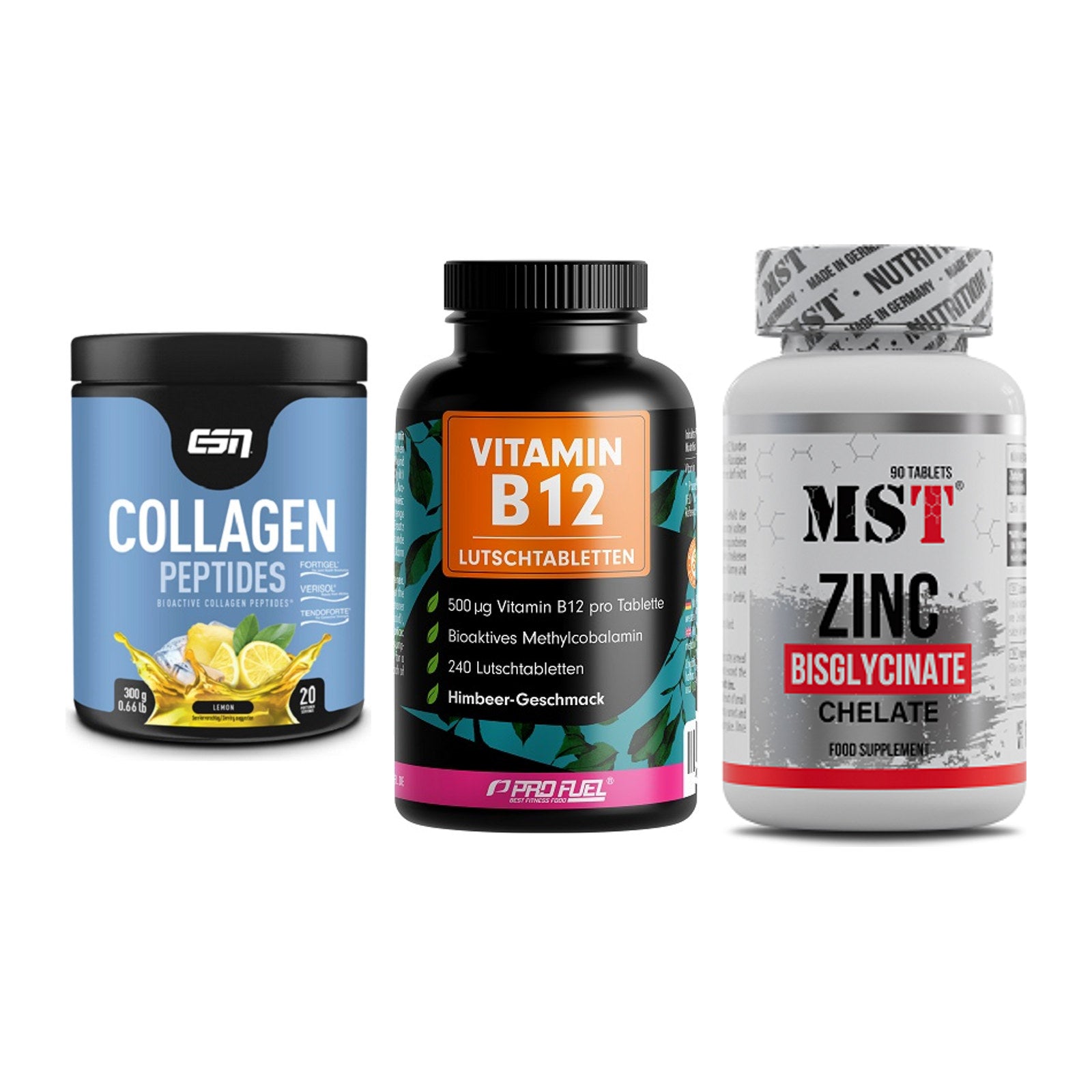 Haut, Haare & Nägel: ESN Collagen + ProFuel Vitami + MST Zinc – alle enthaltenen Artikel