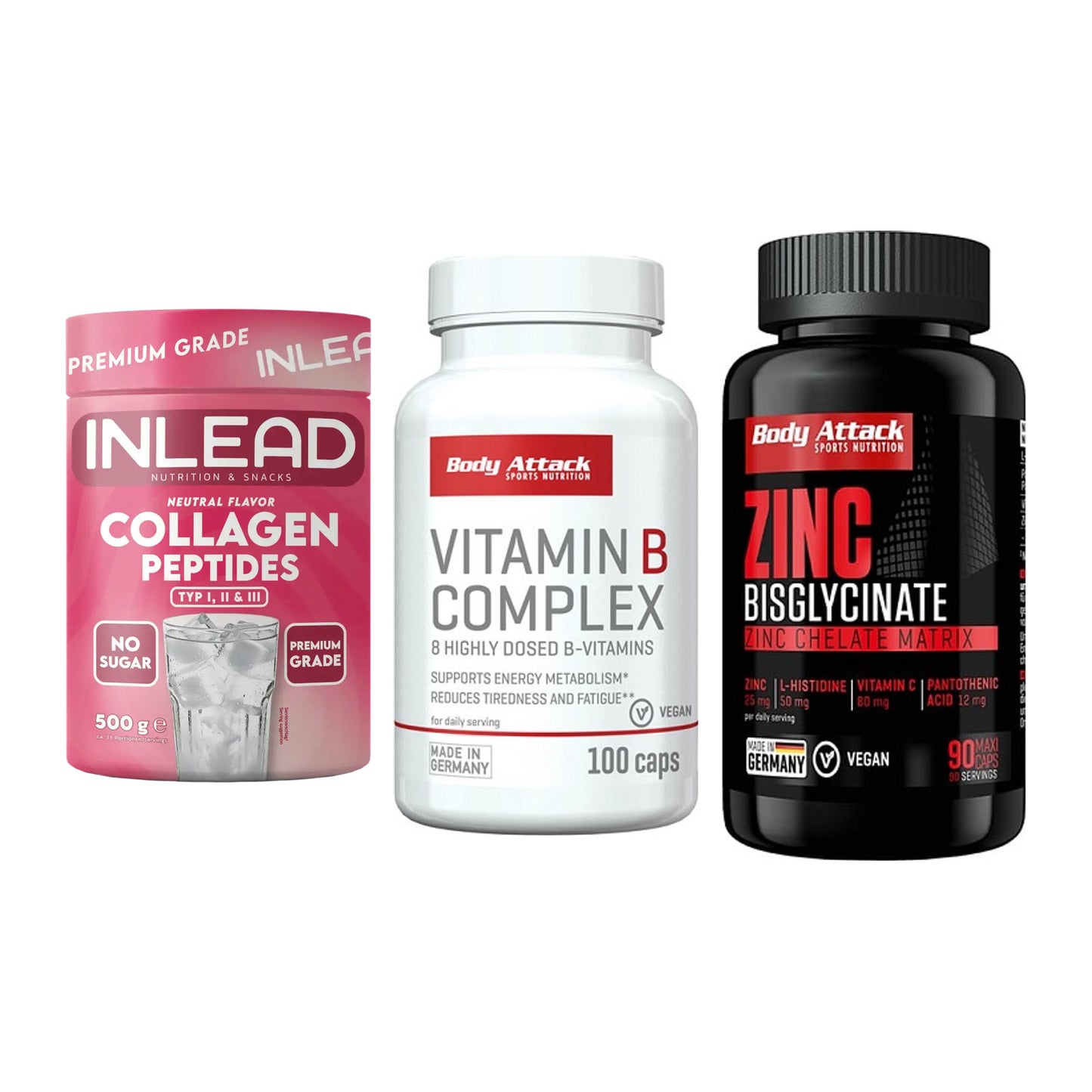 Haut, Haare & Nägel: INLEAD Collagen + Body Attack + 1 weitere – alle enthaltenen Artikel