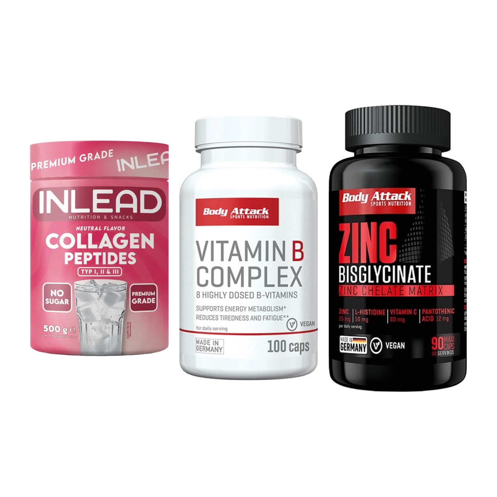 Haut, Haare & Nägel: INLEAD Collagen + Body Attack + 1 weitere – alle enthaltenen Artikel